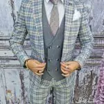 Gilet pour homme, coupe slim, bleu clair - VS138