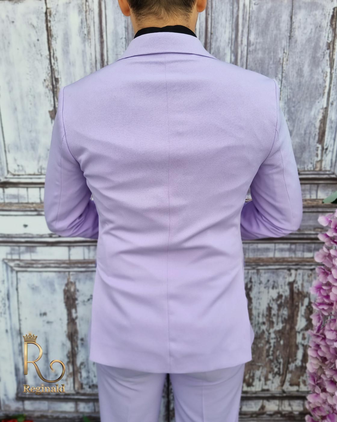 Costum elegant de barbati lila: Sacou, Vesta si Pantalon - C2084 - imagine 7