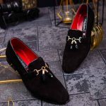 Velvet and leather loafers with tassels - P1222
