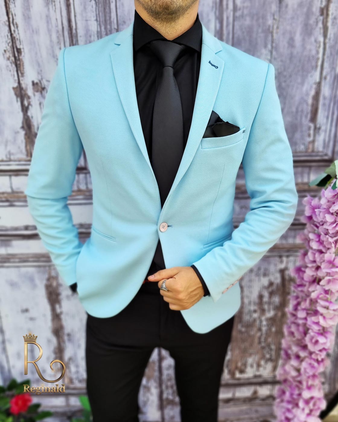 Sacou de barbati, Slim-Fit, light bleu - SC425 - imagine 2