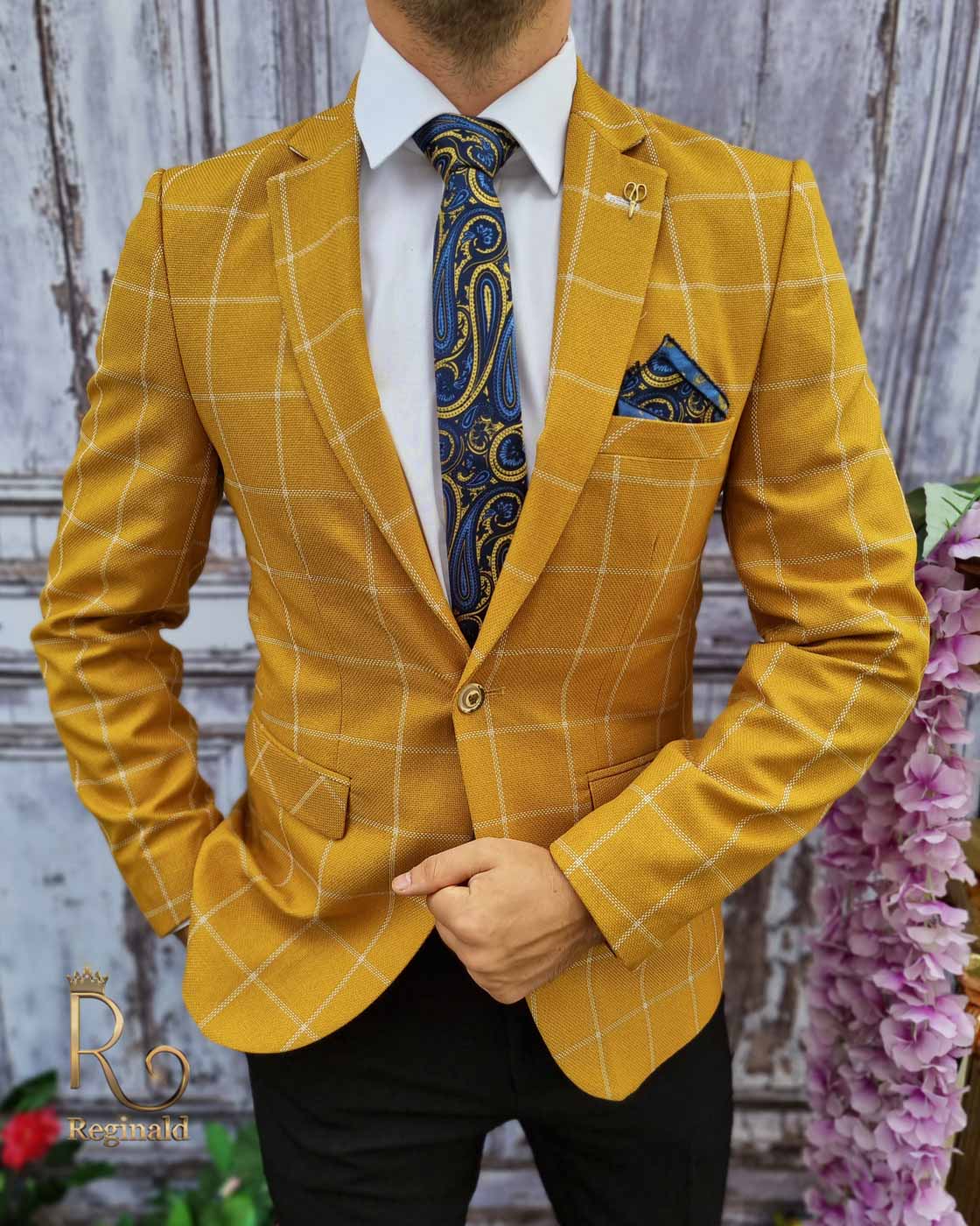 Sacou de barbati, Slim-Fit, culoare mustar - SC440