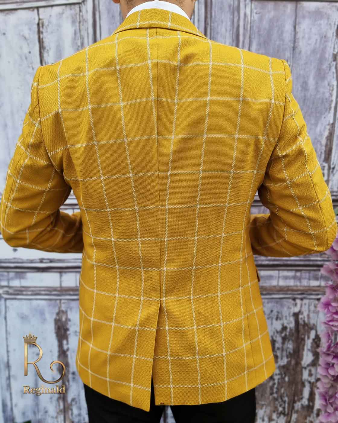 Sacou de barbati, Slim-Fit, culoare mustar - SC440 - imagine 3