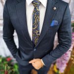 Chaqueta de hombre, corte Slim-Fit, color azul marino a rayas - SC443