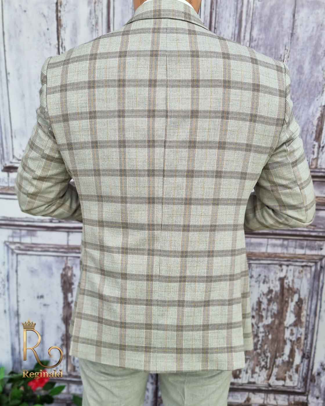 Costum barbati gri, cu vesta maro : Sacou, Vesta si Pantalon - C2550 - imagine 3