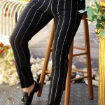 Men's smart trousers, black pinstripe - PN439