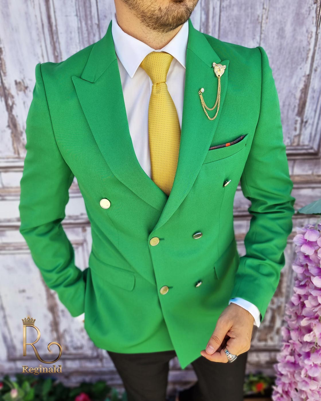 Sacou de barbati, Slim Fit, Verde - SC460 - imagine 2