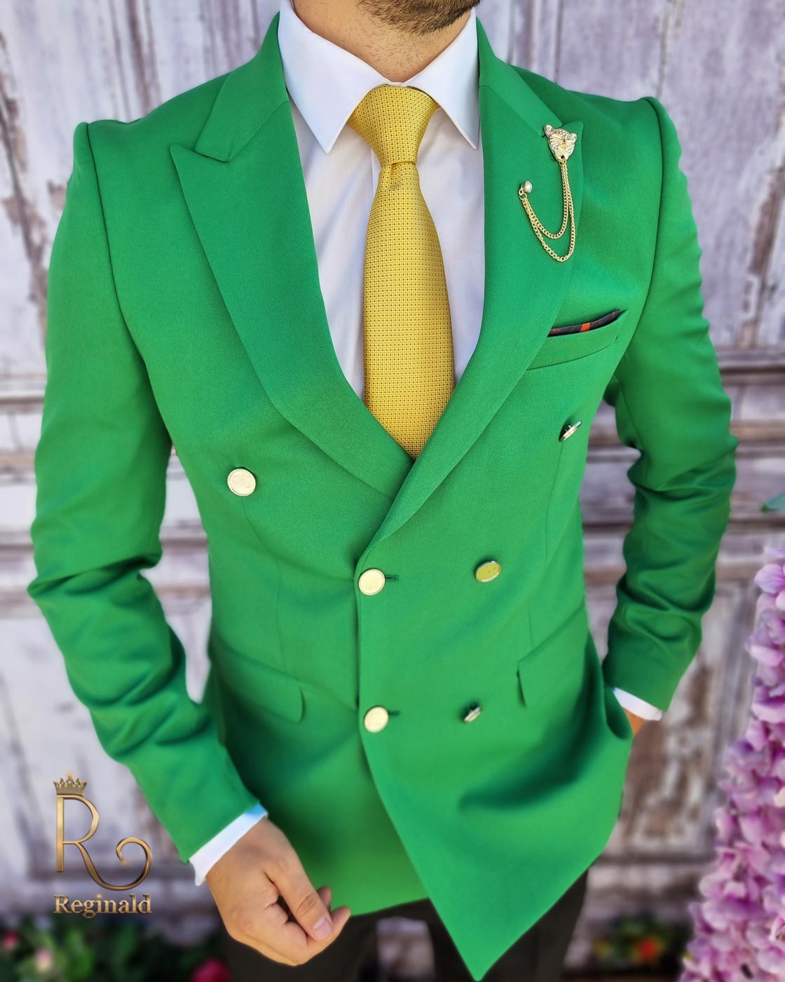Sacou de barbati, Slim Fit, Verde - SC460 - imagine 3