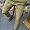 Pantaloni de barbati verde pal,croiala slim-fit, conici si elastici - PN551