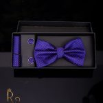 Set composto da papillon, bottoni e fazzoletto - colore: blu - Codice PP203