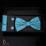 Set papion cu butoni si batista - culoare: bleu - Cod PP241
