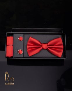 Set papion cu butoni si batista - culoare: rosu inchis Cod PP221