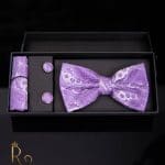 Set papion cu butoni si batista - culoare: lila Cod PP222