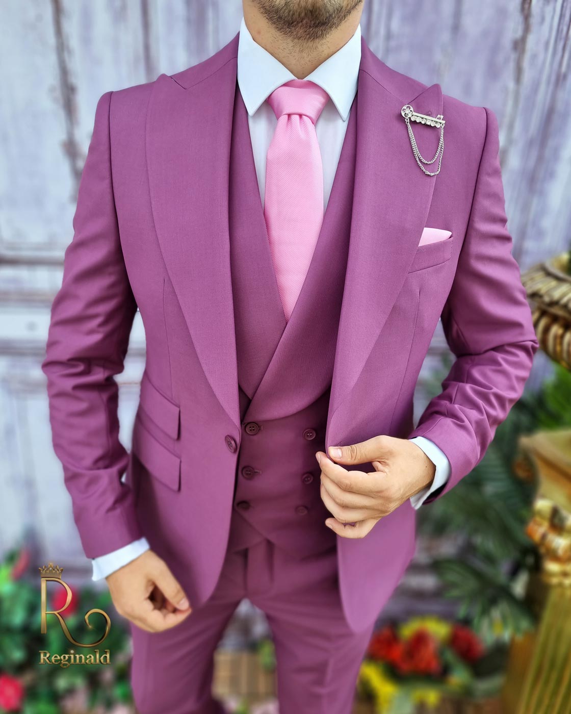 Buy Men Purple Textured Slim Fit Wedding Four Piece Suit Online - 711191 |  Van Heusen