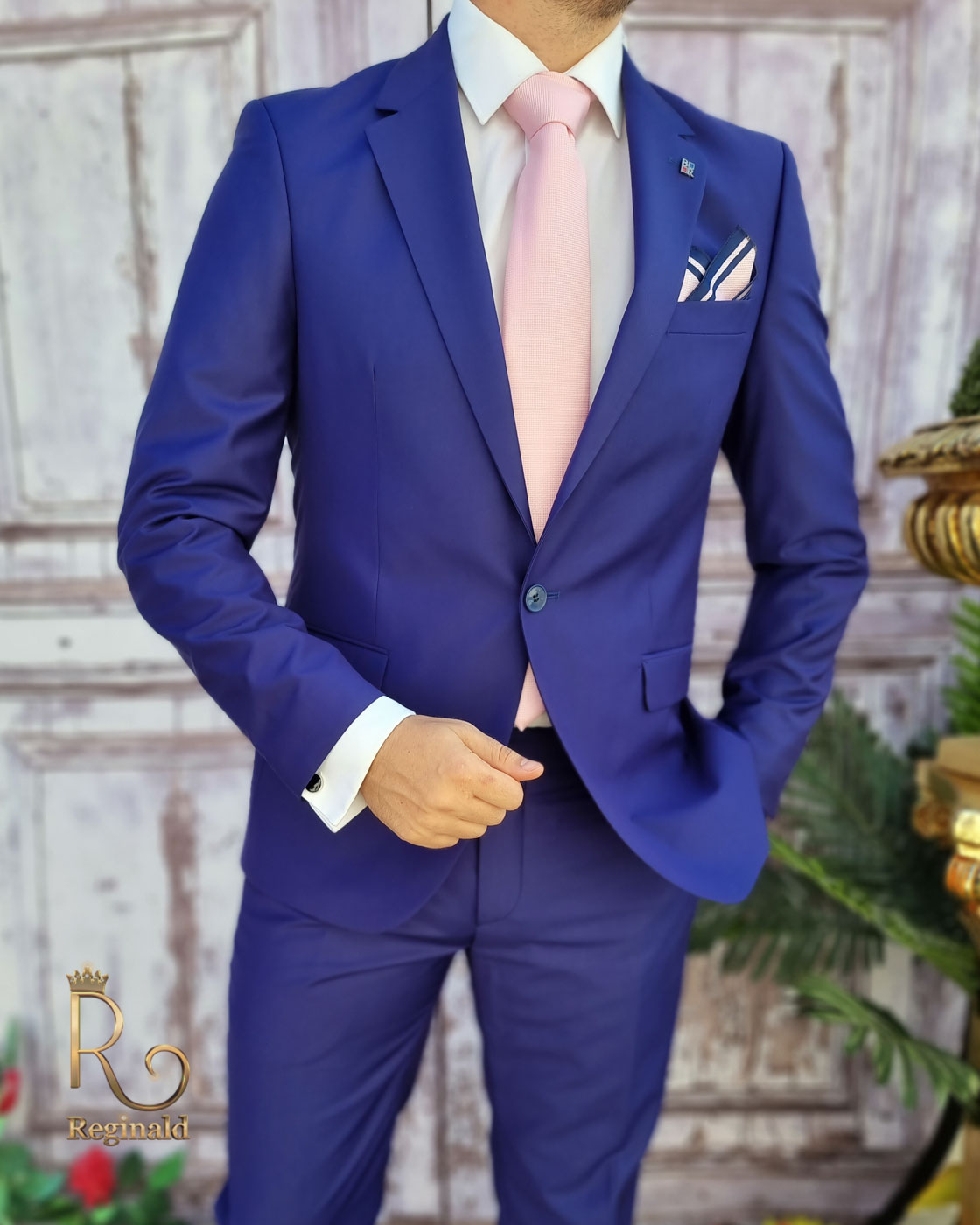 Blå forretningsdragt, jakke og bukser, Slim-Fit C3183