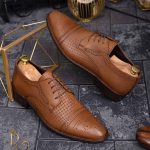 Men's brown genuine leather shoes - P1271