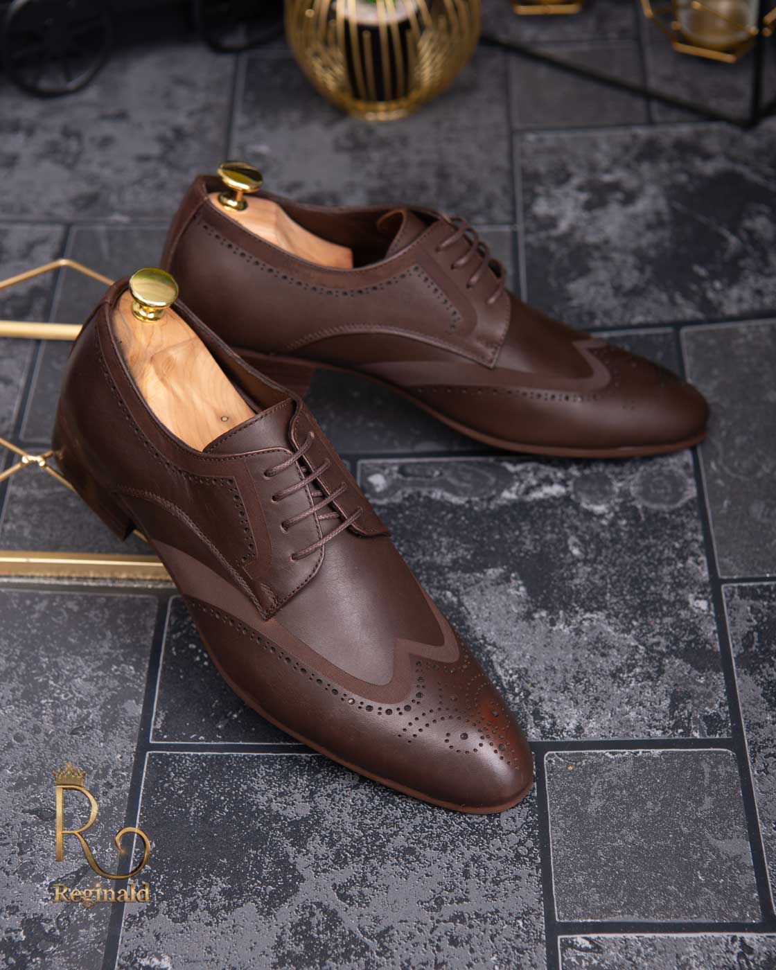 Pantofi de barbati, maro inchis, din piele naturala - P1287