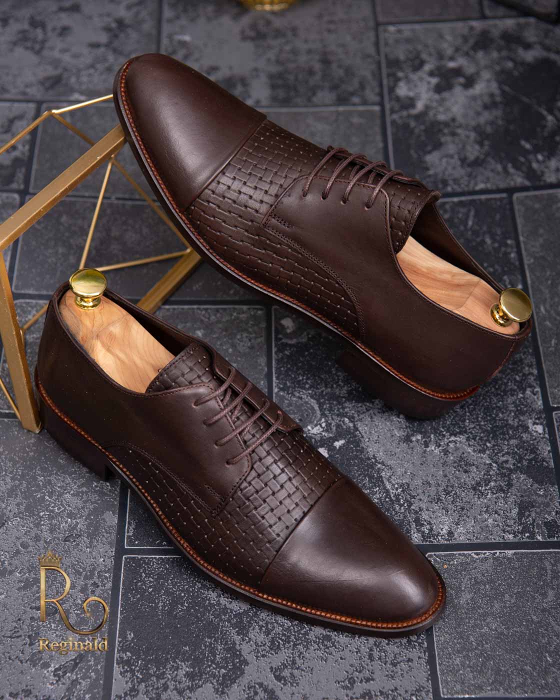 Pantofi de barbati, maro inchis, din piele naturala - P1285