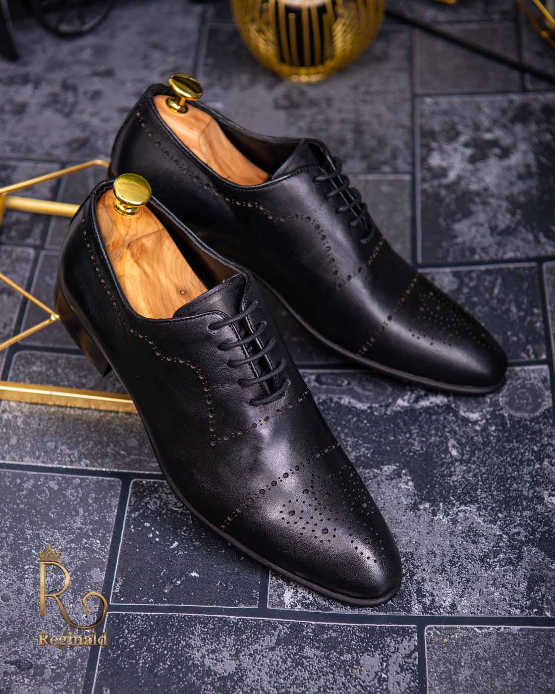 Pantofi de barbati BROGUE, negru, piele naturala - P1294