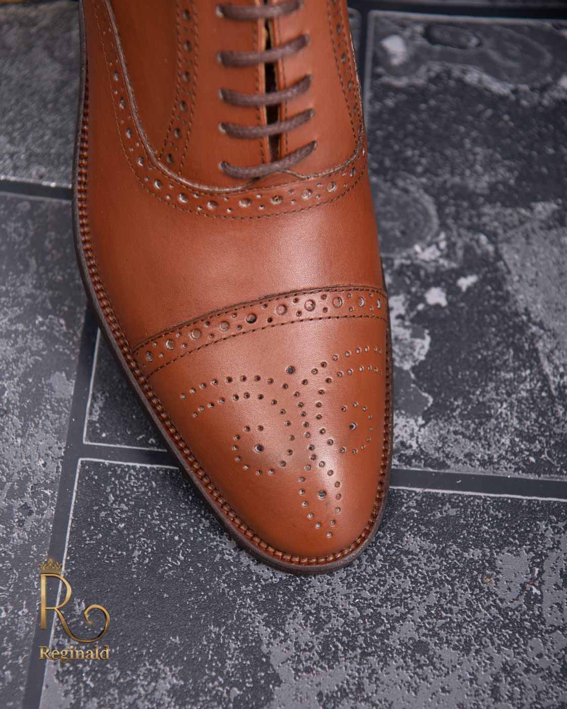 Pantofi de barbati, maro BROGUE OXFORD, piele naturala - P1299