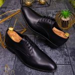 Pantofi Business, cu siret, din piele naturala mată - P1253