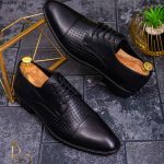 Pantofi de barbati, Negri cu siret, din piele naturala - P1258