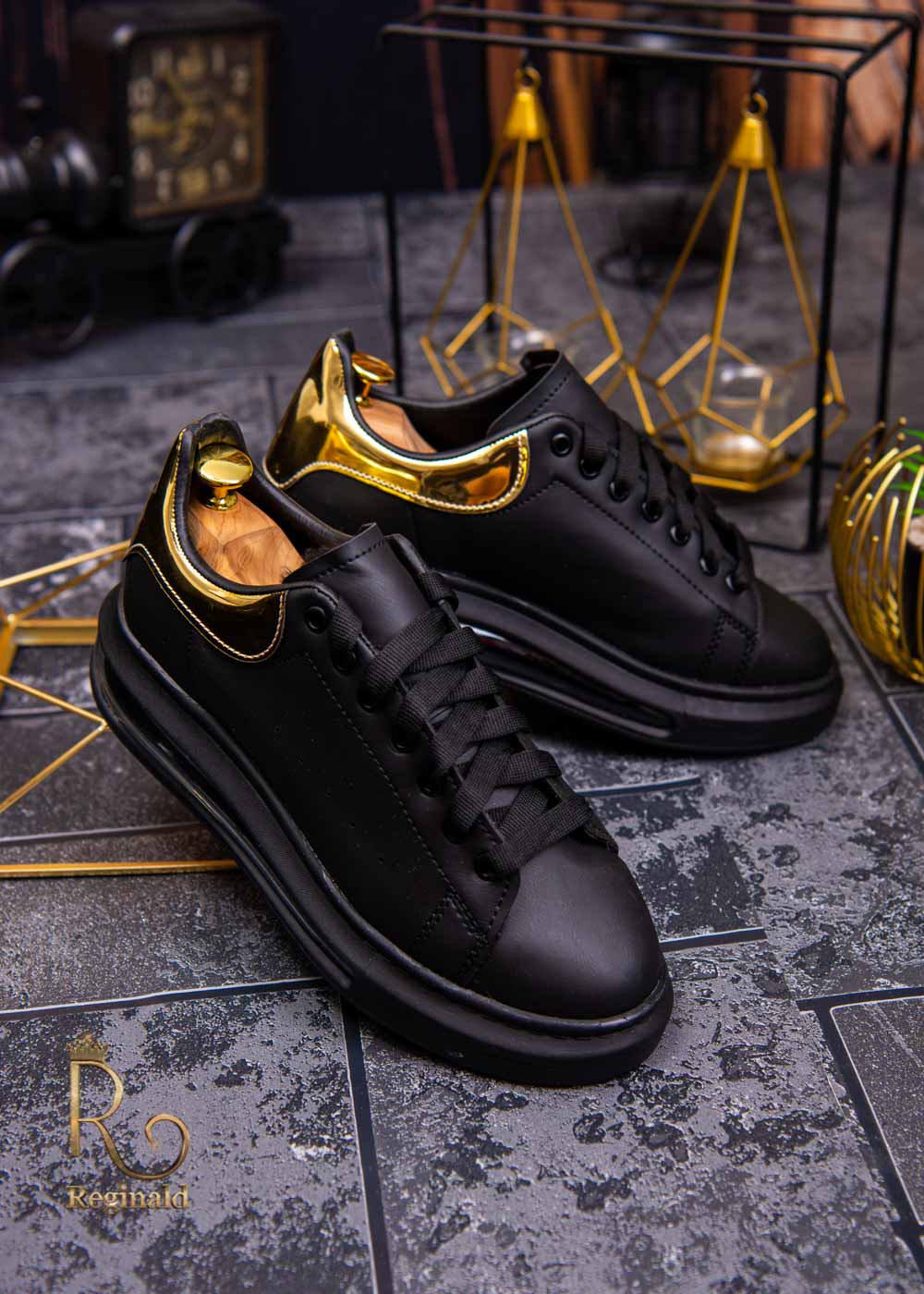 Adidasi Sport de barbati cu talpa cu perna de aer, negri – AD331 - imagine 2