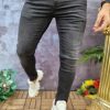 Blugi de bărbați, Negru deschis, skinny fit, elastici si conici - BG858