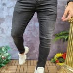 Blugi de bărbați, Negru deschis, skinny fit, elastici si conici - BG858