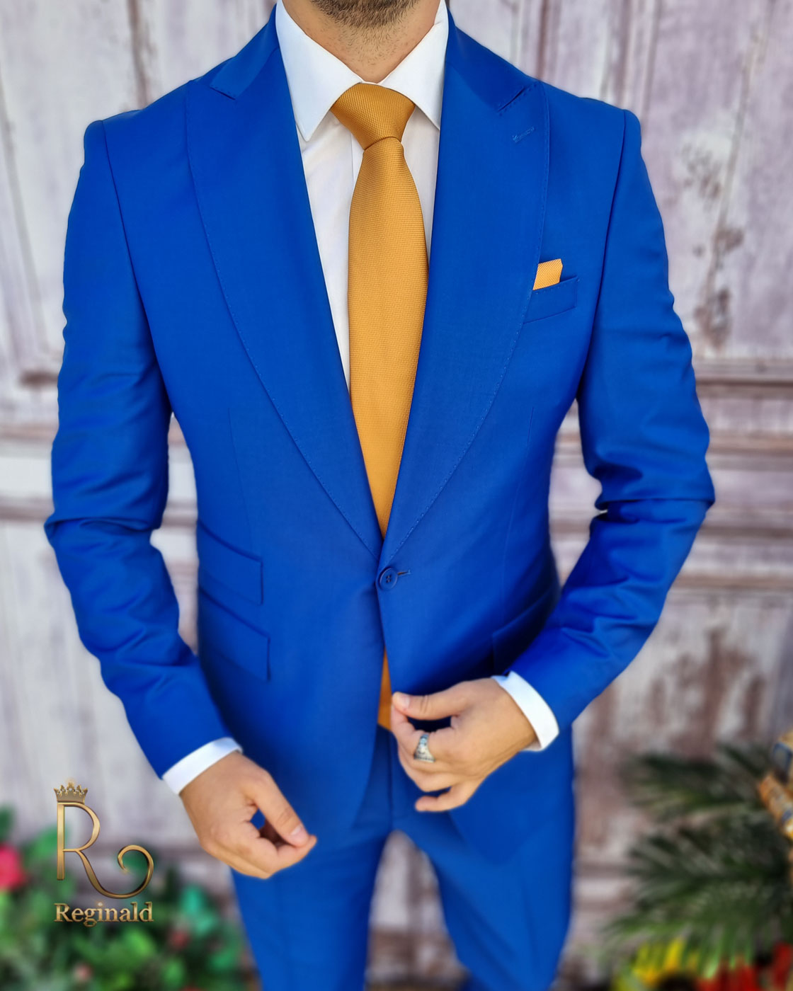 Costum de barbati albastru electric Reginald Business Edition, Sacou si Pantalon - C3366