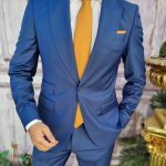 Costum de barbati albastru pal Reginald Business Edition, Sacou si Pantalon - C3370