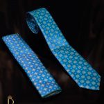 Blue patterned tie and pocket square set - CV506