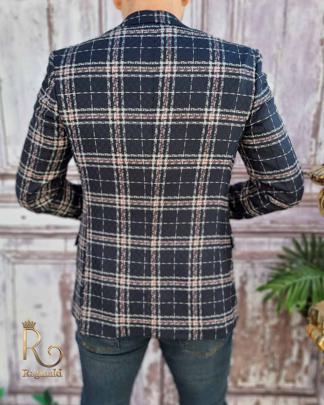 Sacou de barbati in carouri, croiala Slim-Fit – SC552 - imagine 4