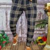 Pantaloni eleganți de bărbați, Bleumarin in carouri, Croiala Slim Fit - PN594