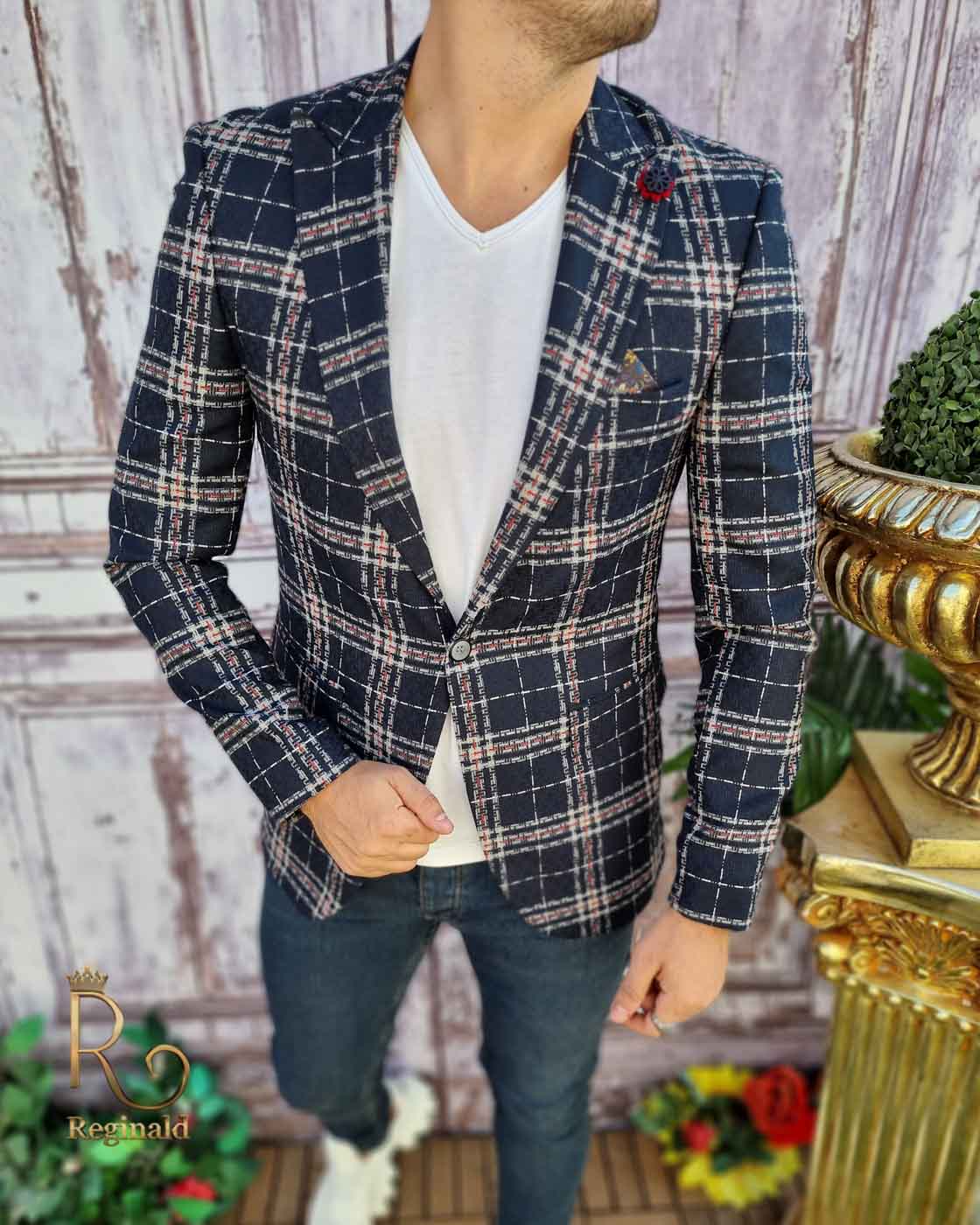 Sacou de barbati in carouri, croiala Slim-Fit – SC552