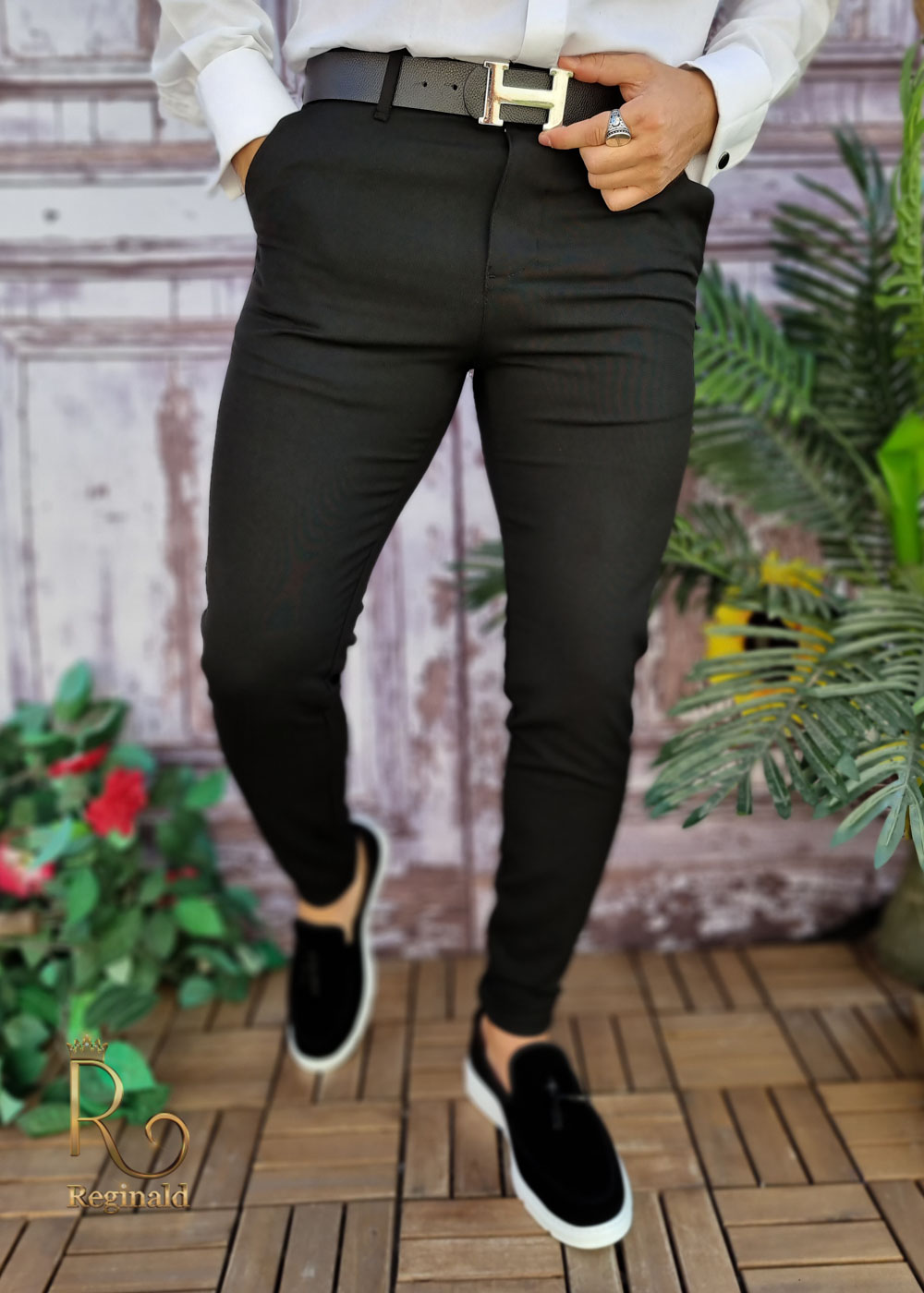 Pantaloni eleganti, negri, conici si elastici - PN572