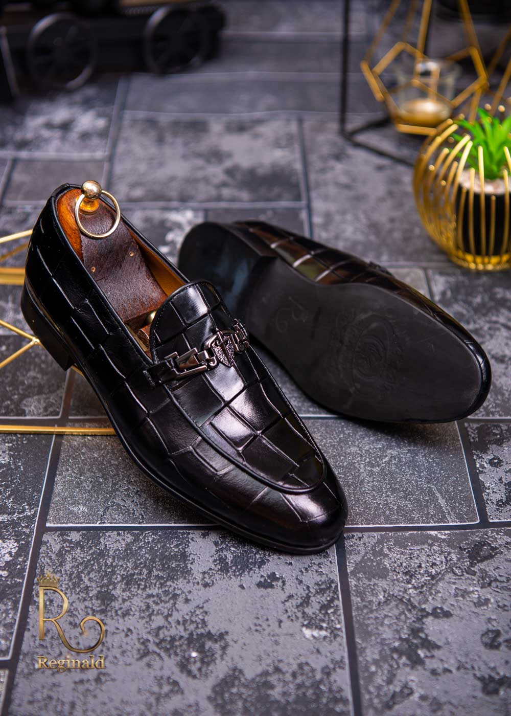 Annotate mixer disloyalty Pantofi Mocasini eleganti barbatesti din piele naturala, negri texturati -  P1314