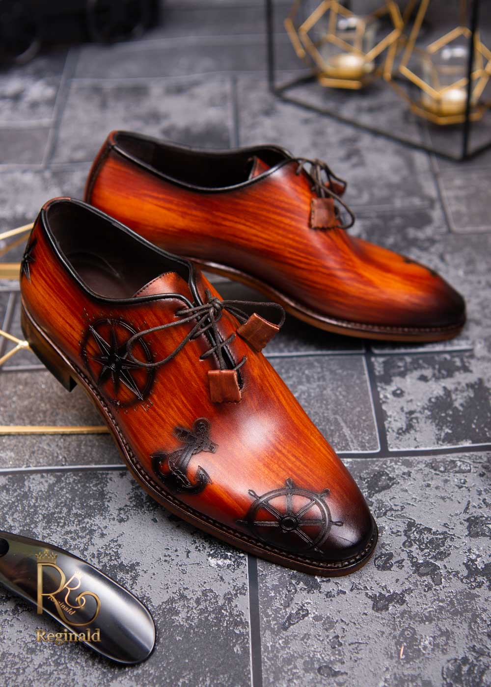 Pantofi eleganti de barbati din piele naturala, maro degrade - P1337
