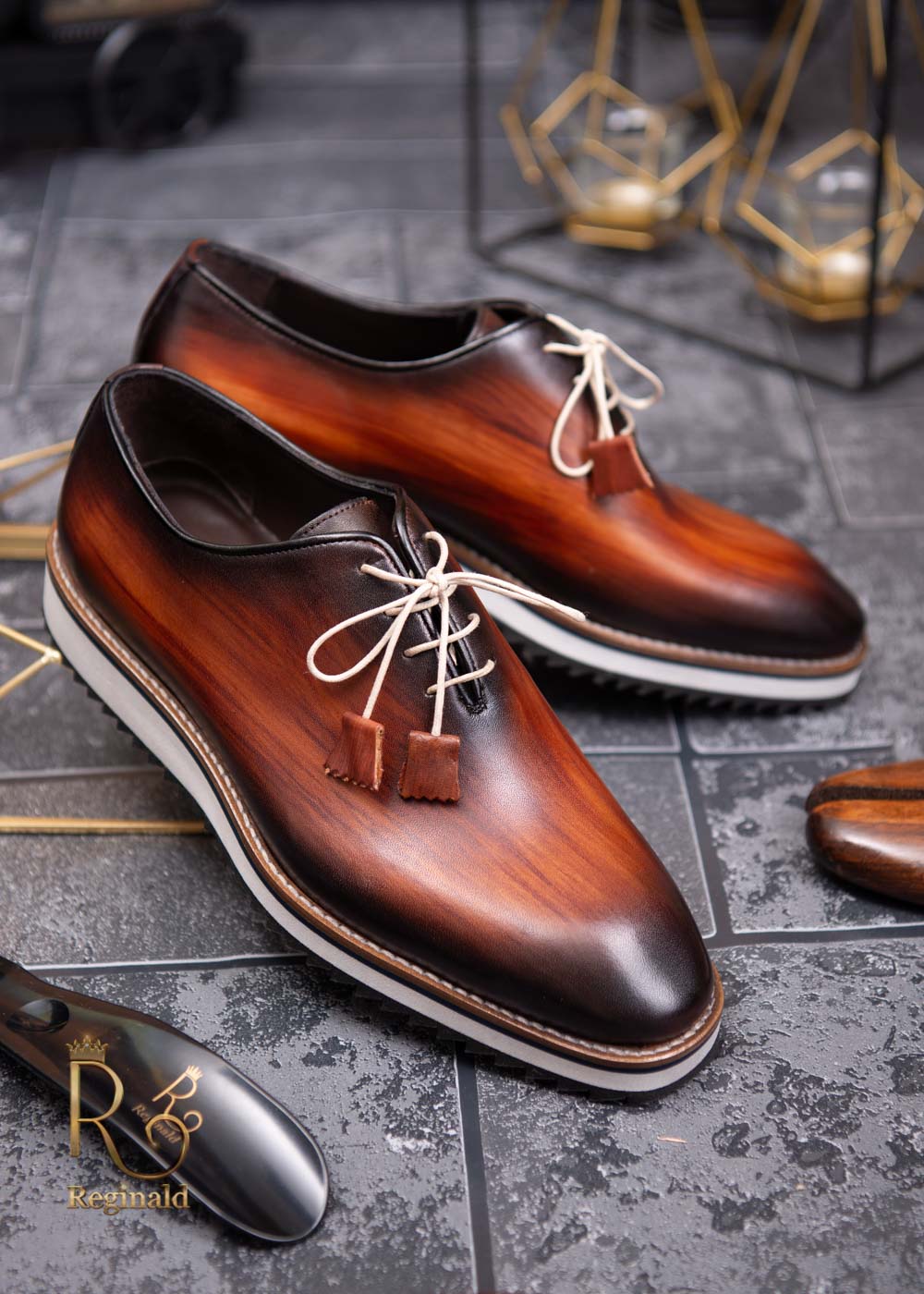 Pantofi Casual de barbati din piele naturala, maro cu talpa inalta – P1327 – Reginald.ro – mare magazin de Costume barbatesti