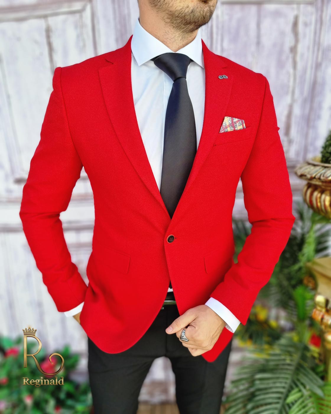 Sacou de barbati rosu, croiala Slim-Fit – SC512