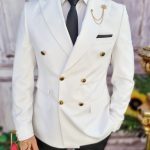 Sacou de barbati, Reginald Slim-Fit, alb, - SC575
