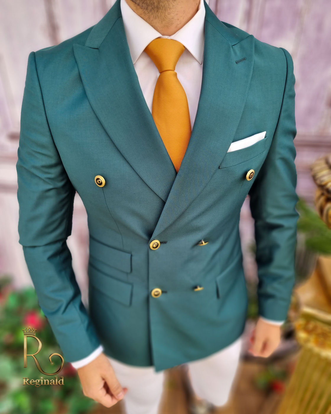 Sacou de barbati, Reginald Slim-Fit, verde, calitate Super wool 200`S - SC555 - imagine 2