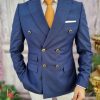 Sacou de barbati, Reginald Slim-Fit, bleumarin, calitate Super wool 200`S - SC572