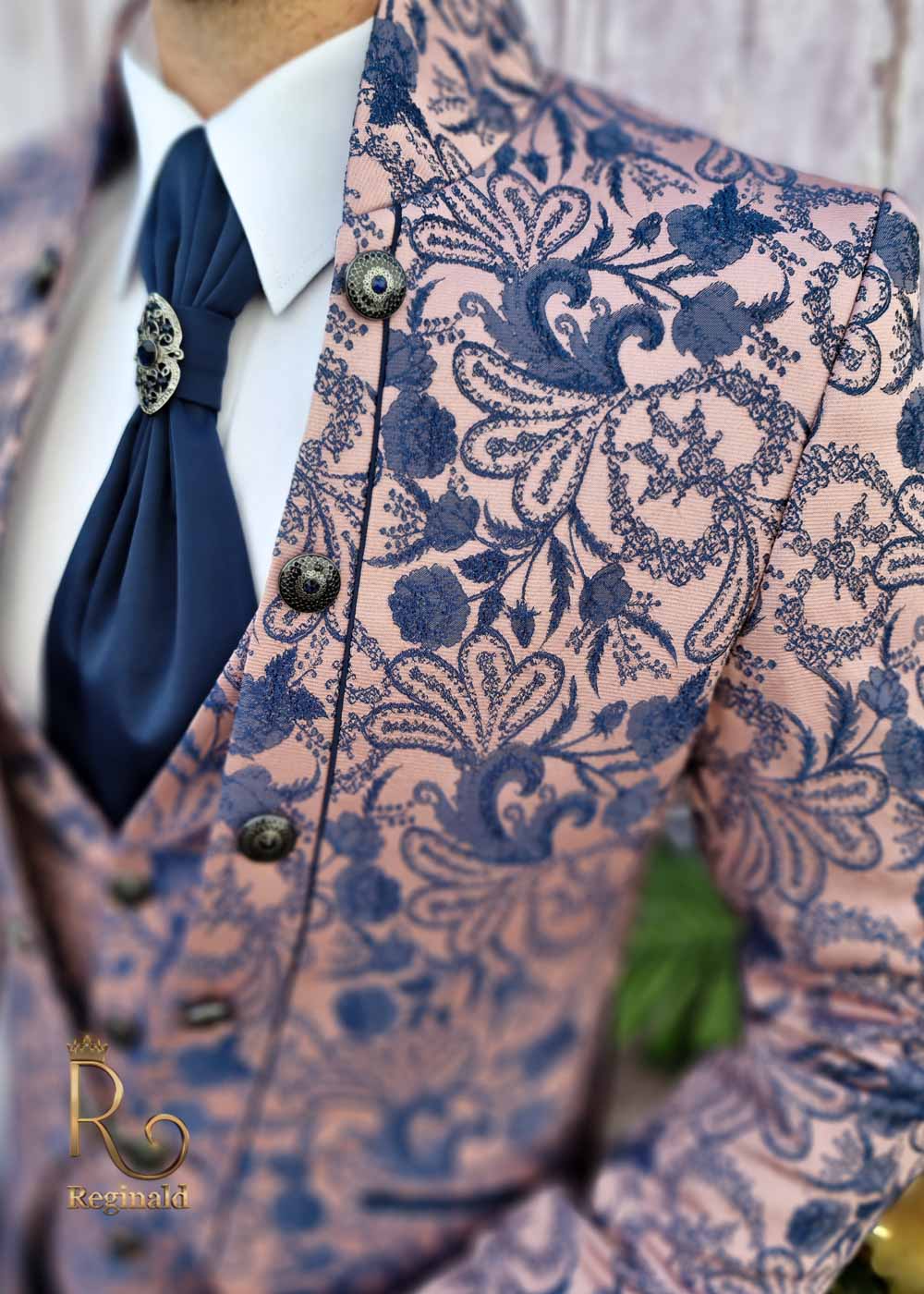 Costum ceremonie roz pal, Sacou-Vesta-Pantalon-Cravata - C3382 - imagine 7