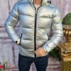 Geaca de iarna barbateasca argintie, croiala slim-fit - GC630