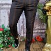 Pantaloni eleganti de barbati negru in dungi, croiala slim-fit - PN630
