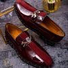 Pantofi Loafers de barbati bordo,  piele naturala catifelata si lacuita - P1471