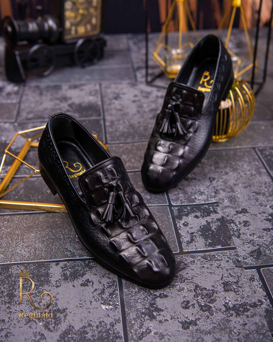 Pantofi Loafers de barbati negri, piele naturala Reginald - P1475 - imagine 2