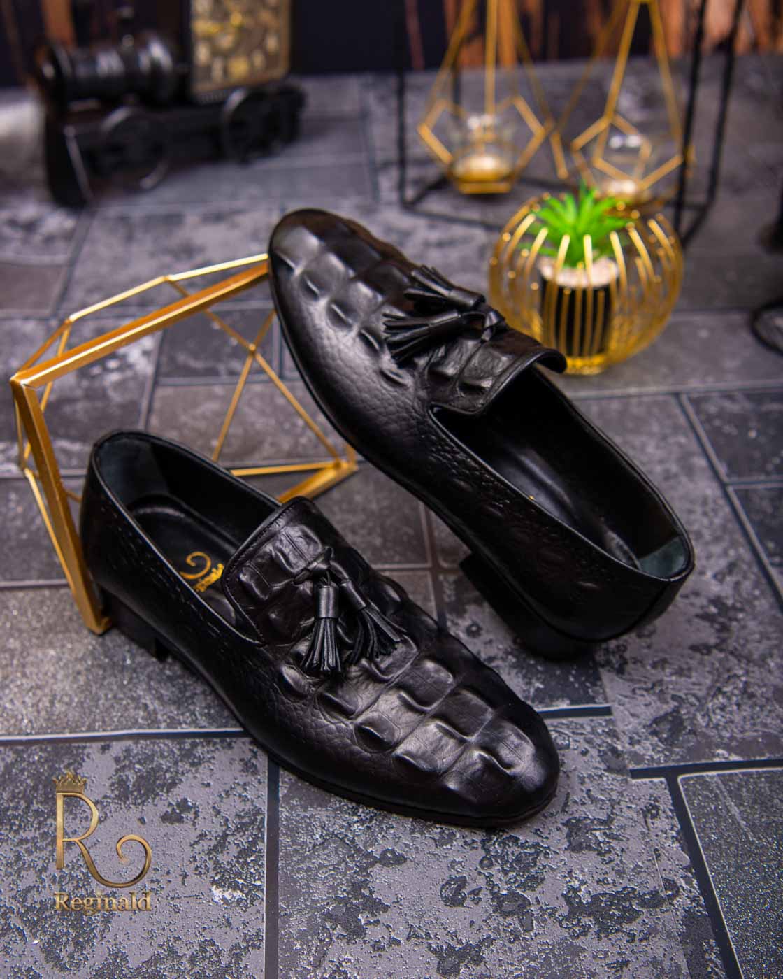 Pantofi Loafers de barbati negri, piele naturala Reginald - P1475 - imagine 3