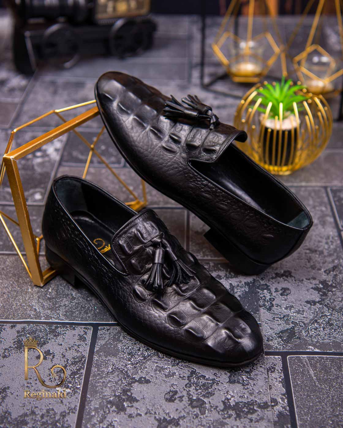 Pantofi Loafers de barbati negri, piele naturala Reginald - P1475 - imagine 4