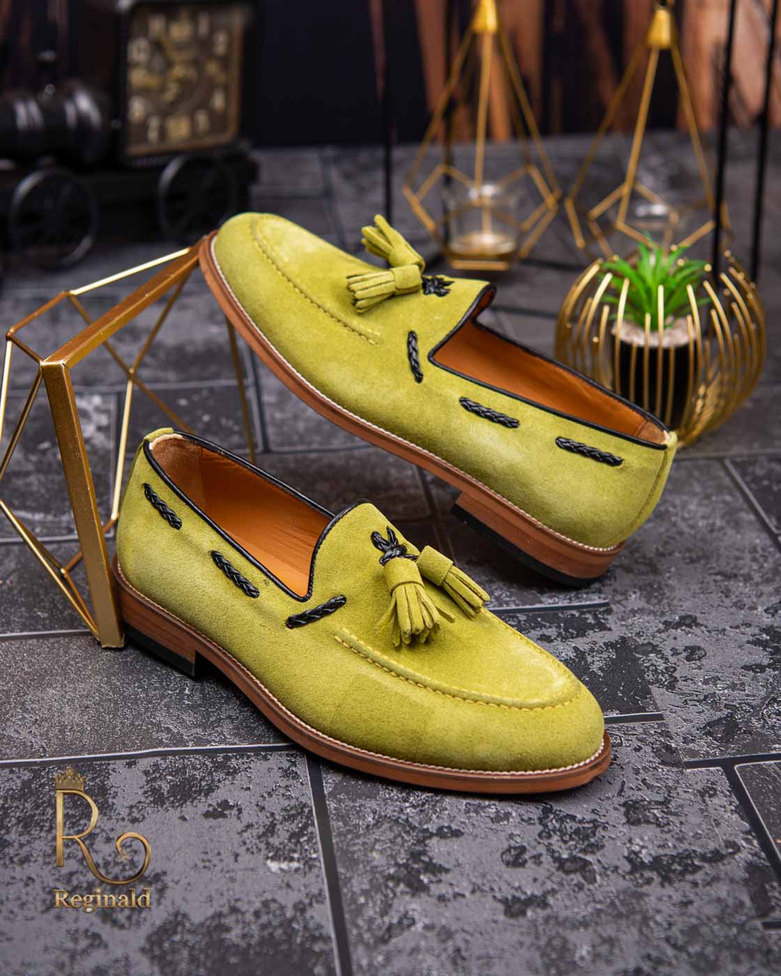 Pantofi Loafers de barbati verde deschis, din piele naturala Reginald - P1451